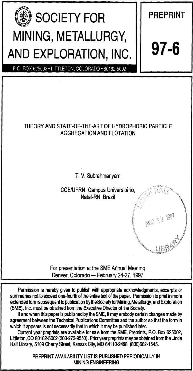 theory and state-of-the-art of hydrophobic particle aggregation and flotation