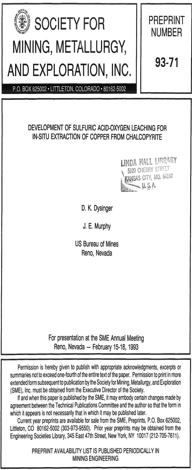 development of sulfuric acid-oxygen leaching for in-situ extraction of copper from chalcopyrite