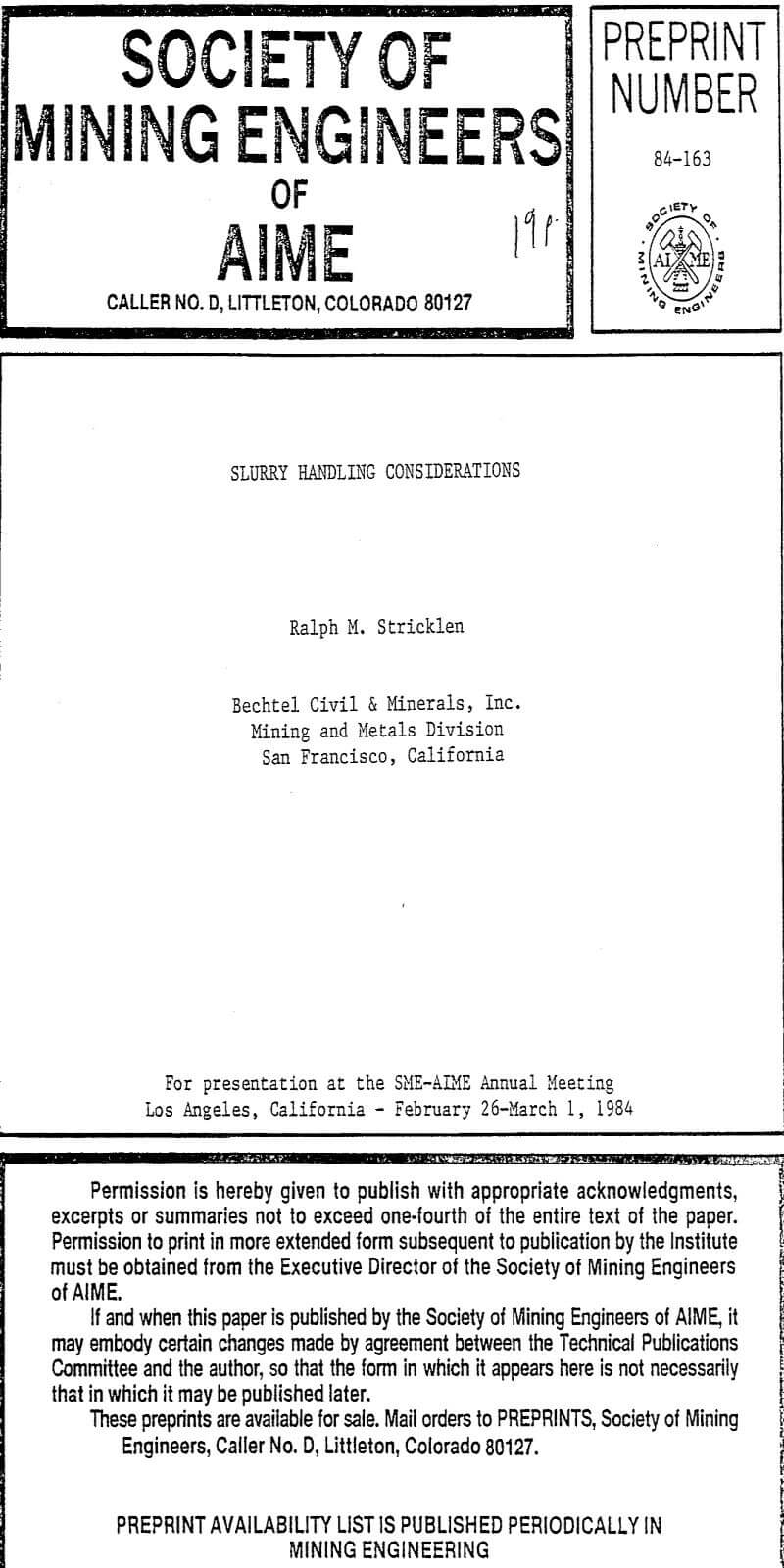 slurry handling considerations