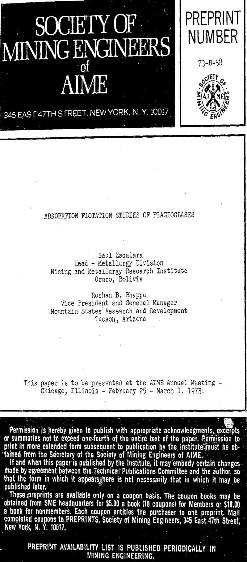 adsoprtion flotation studies of plagioclases