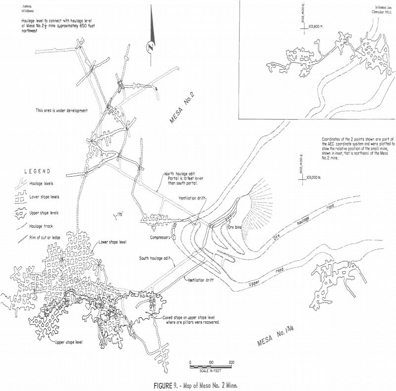 uranium mining map of mesa no. 2 mine