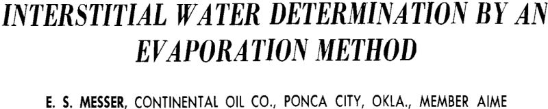 interstitial water determination by an evaporation method