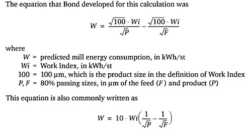 Bond Work Index Formula-Equation - 911Metallurgist Bond Work Index Equation