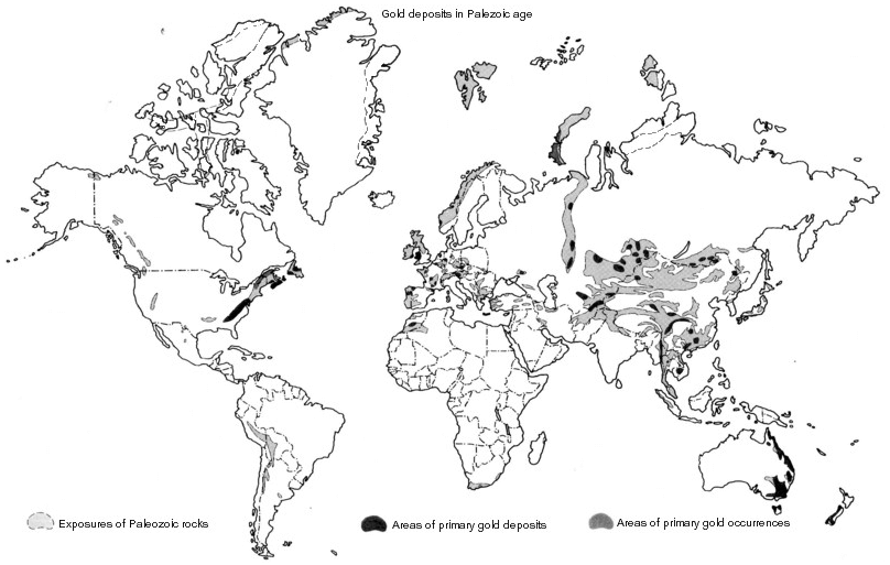 map of where gold deposits are found in the world